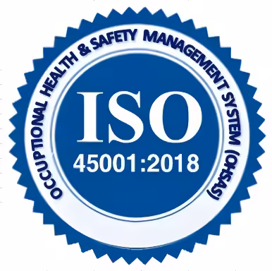 ISO 45001:2018 occupational health and safety certification badge